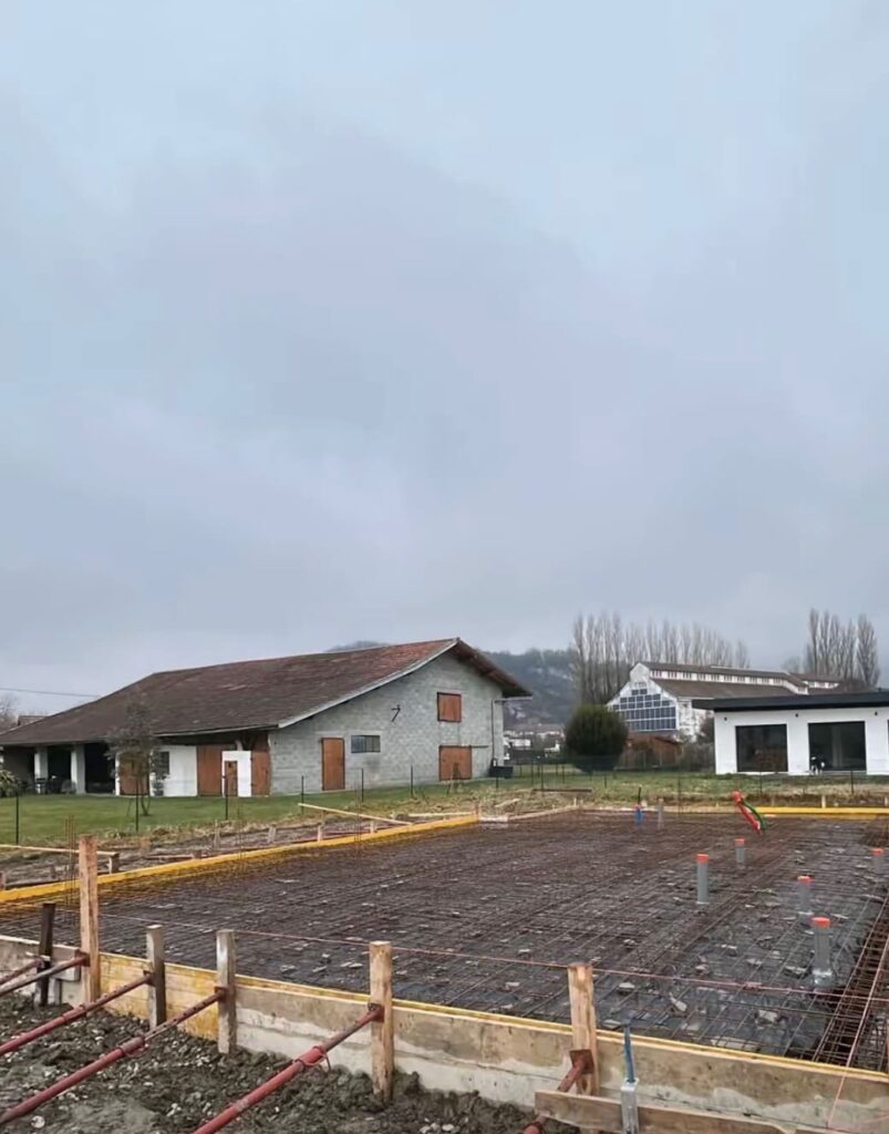 Pose des fondations d'une maison